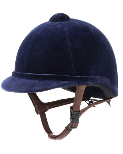 Charles Owen Hampton Riding Helmet - Navy Velvet Equestrian Protective Headgear