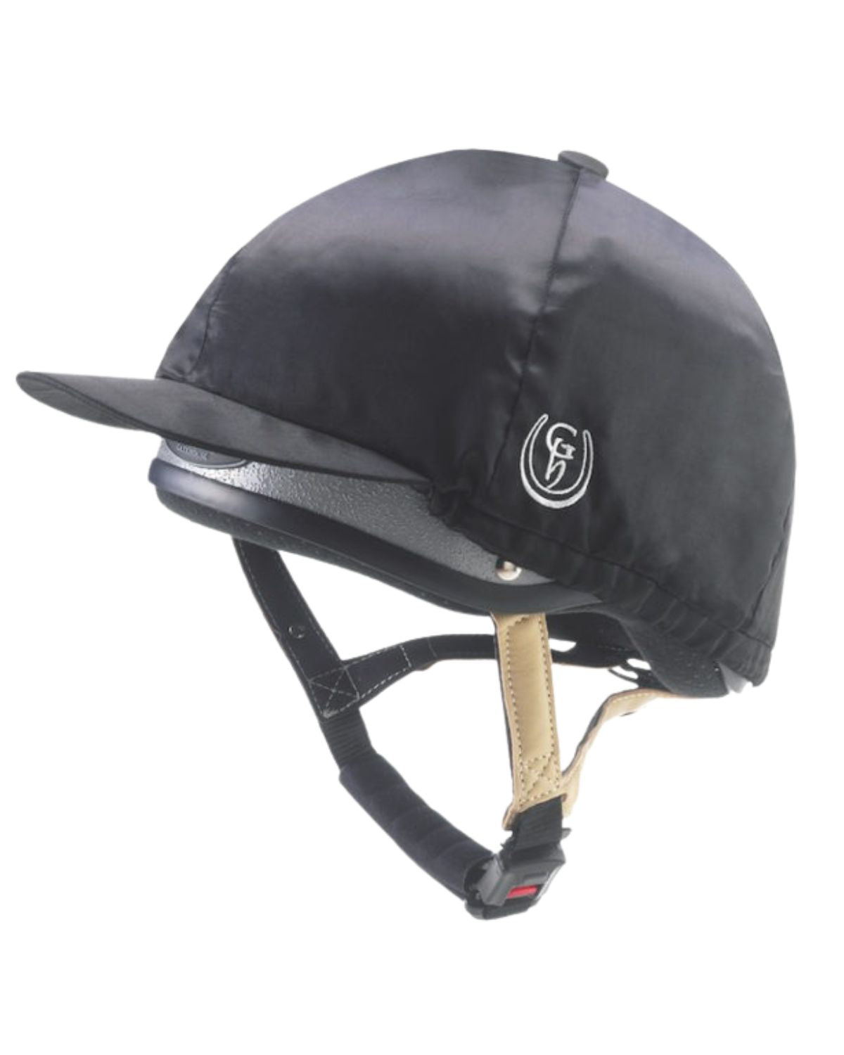 GATEHOUSE HAT SILK BLACK - Jockey Skull Riding Helmet Cover with Logo and Secure Fit