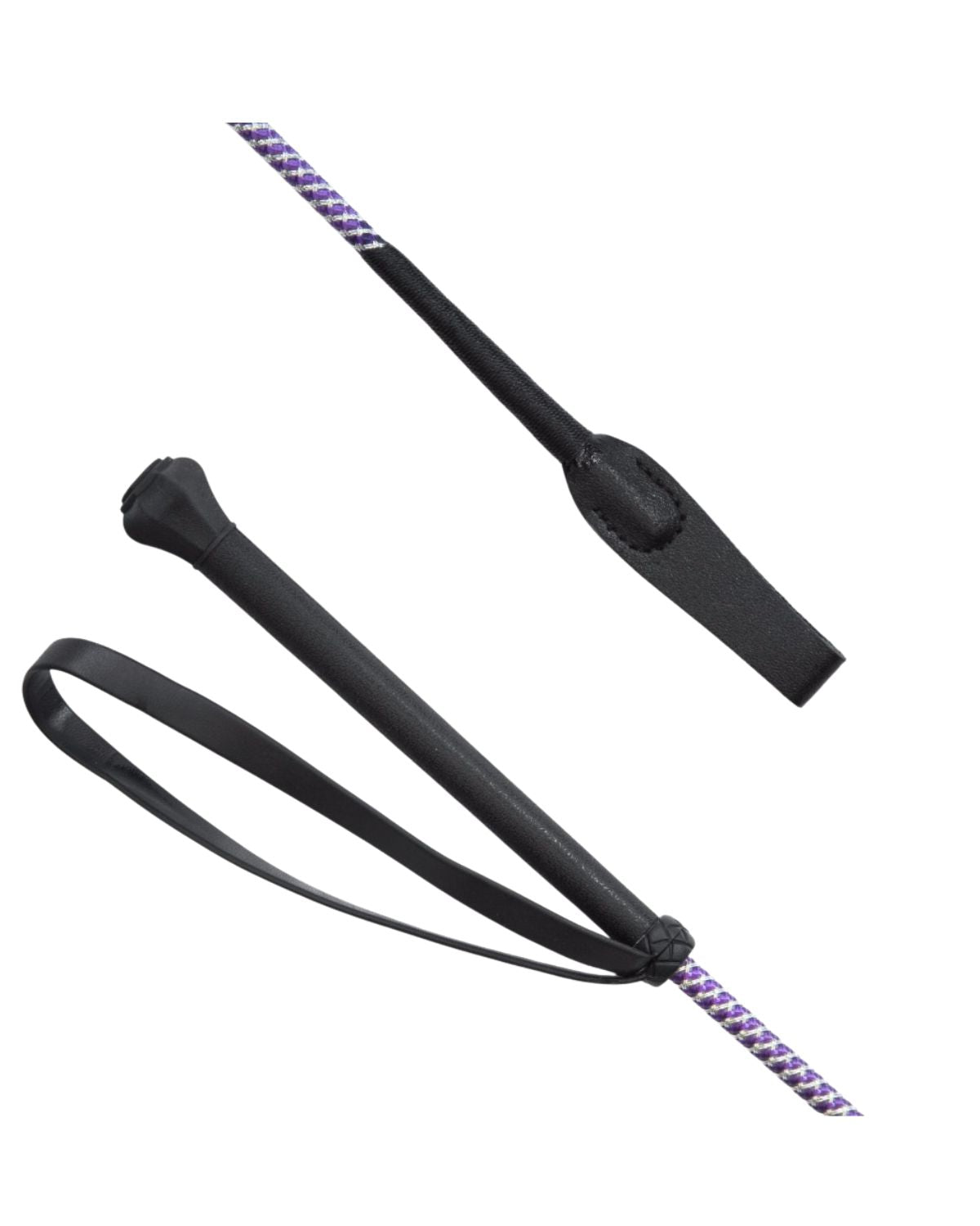 KM Elite Junior Black Grip Whip with Loop Purple/Silver