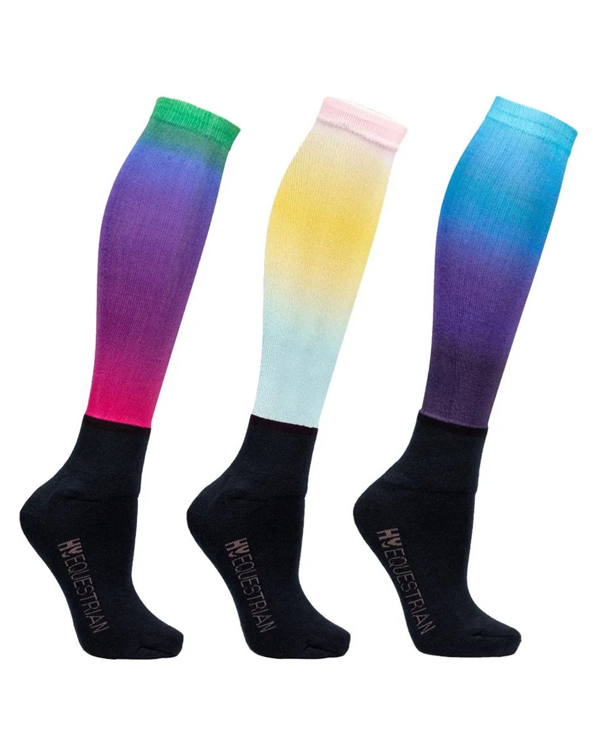 Hy Equestrian Ombre Socks Pack of 3 Navy/Ombre - Riding Socks Clothing location-31143526467-outofstock Adult 4-8