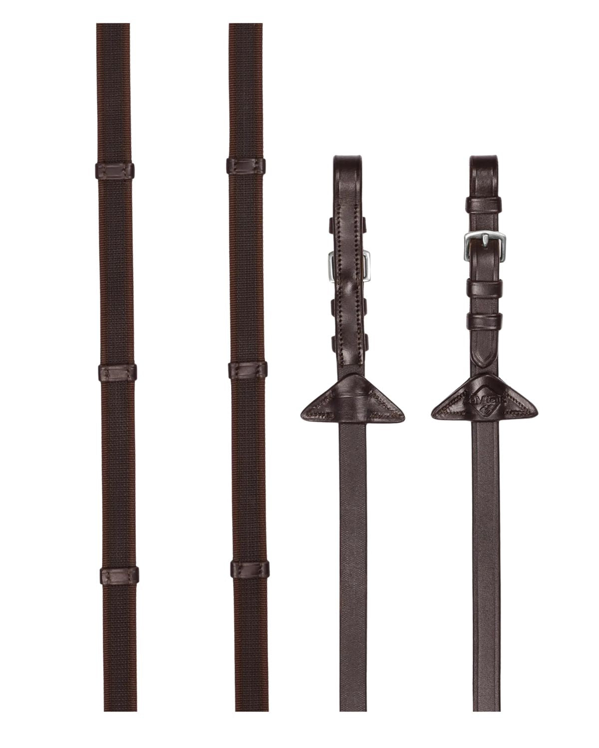 LeMieux Rubber Grip Continental Reins Havana/Silver