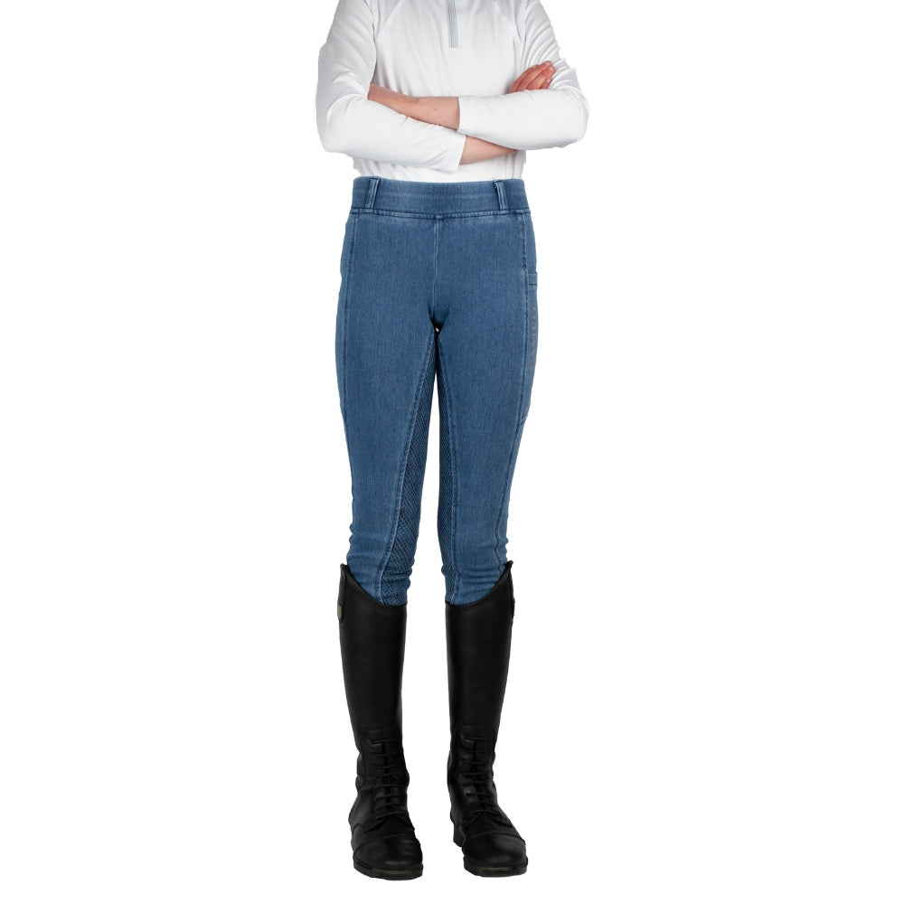 Equestrian Denim Tights for Juniors - CAMEO Tech Riding Leggings - Equiflair