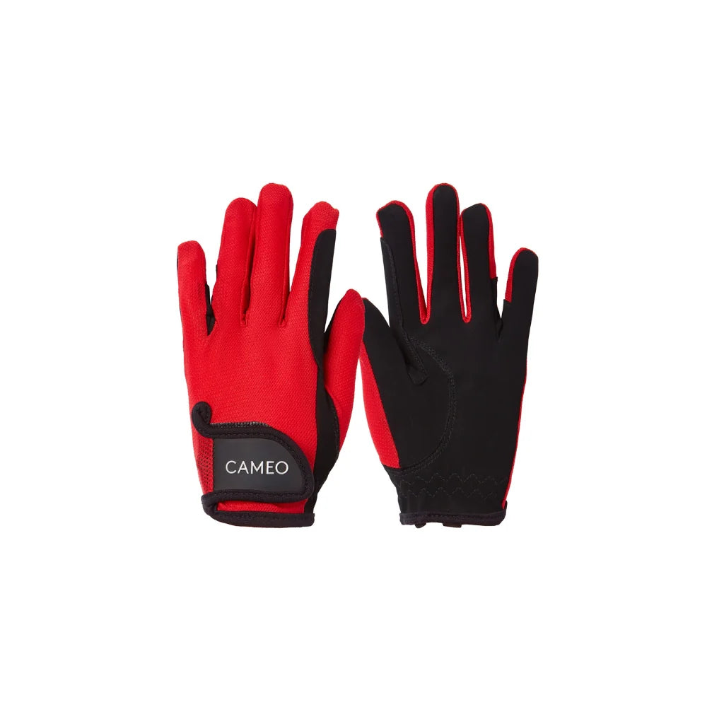 Cameo Junior Performance Riding Gloves - Rose Red. Comfortable, Grippy & Breathable Equestrian Gloves for Kids.