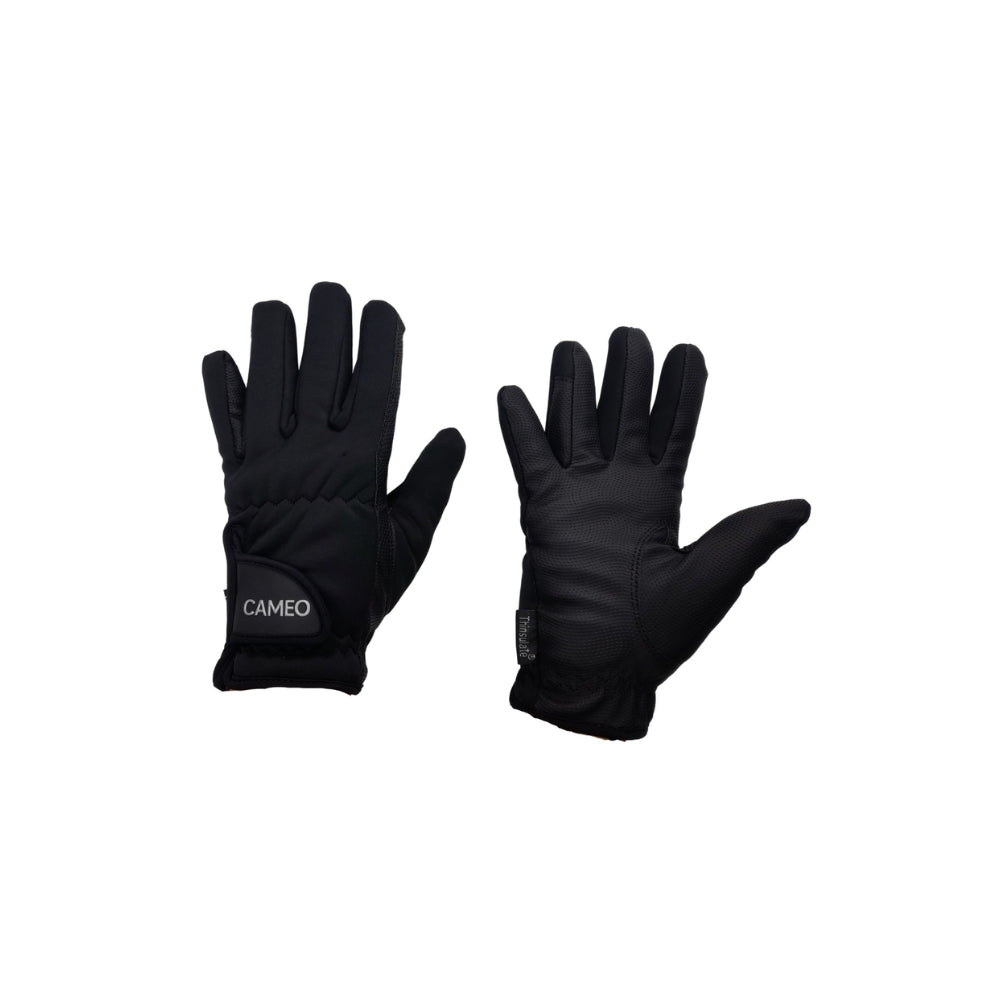 CAMEO THERMO BLACK Riding Gloves Winter Equestrian Gloves - Non-Slip Grip, Warm Thinsulate Lined