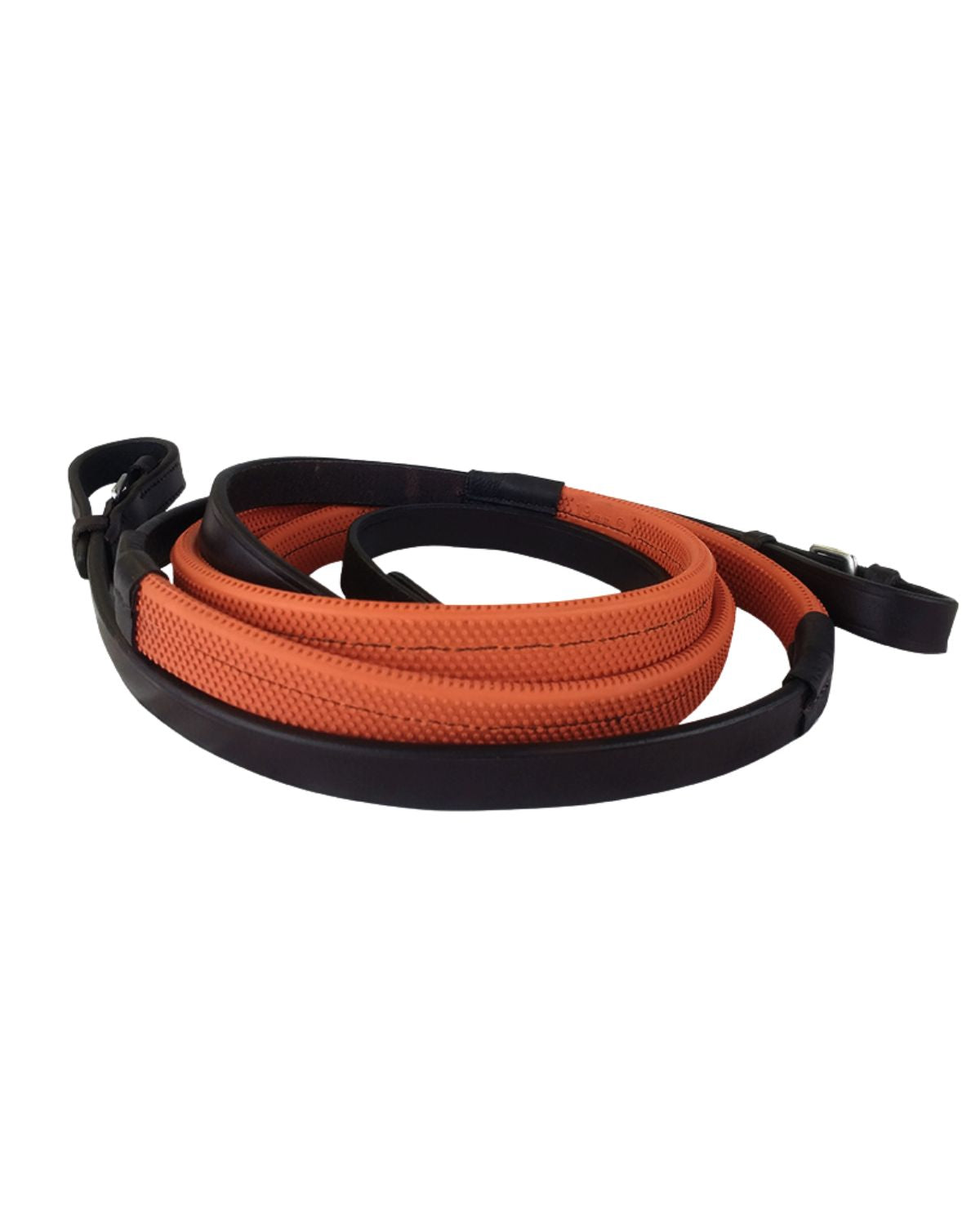 KM Elite Kriss Orange Racing Reins with Rubber Grip | Equiflair