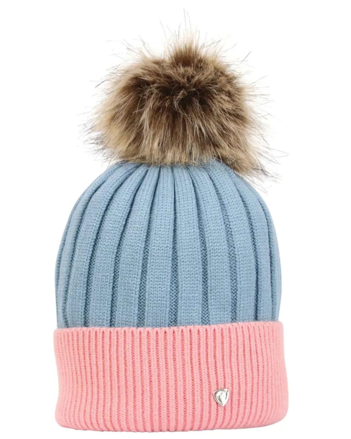 Hy Equestrian Synergy Luxury Bobble Hat Aqua/Rose