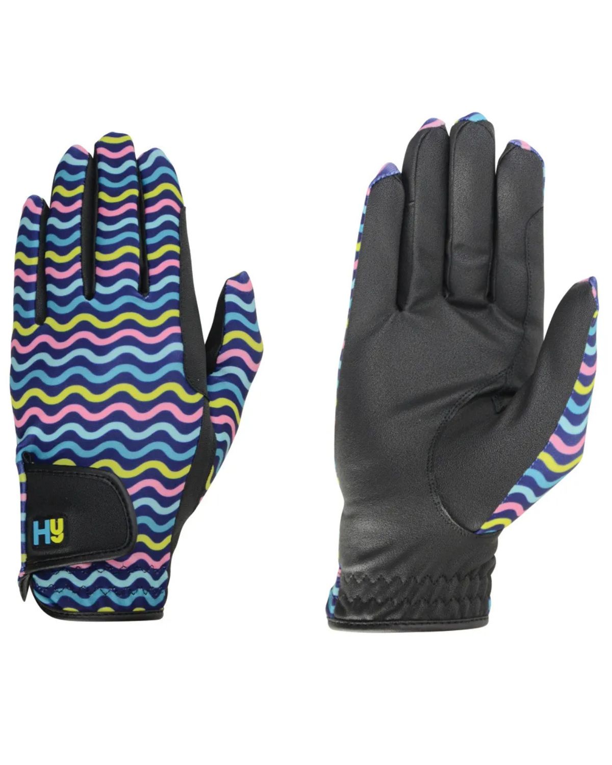 Hy Equestrian Lightweight Printed Riding Gloves Wavy Pattern