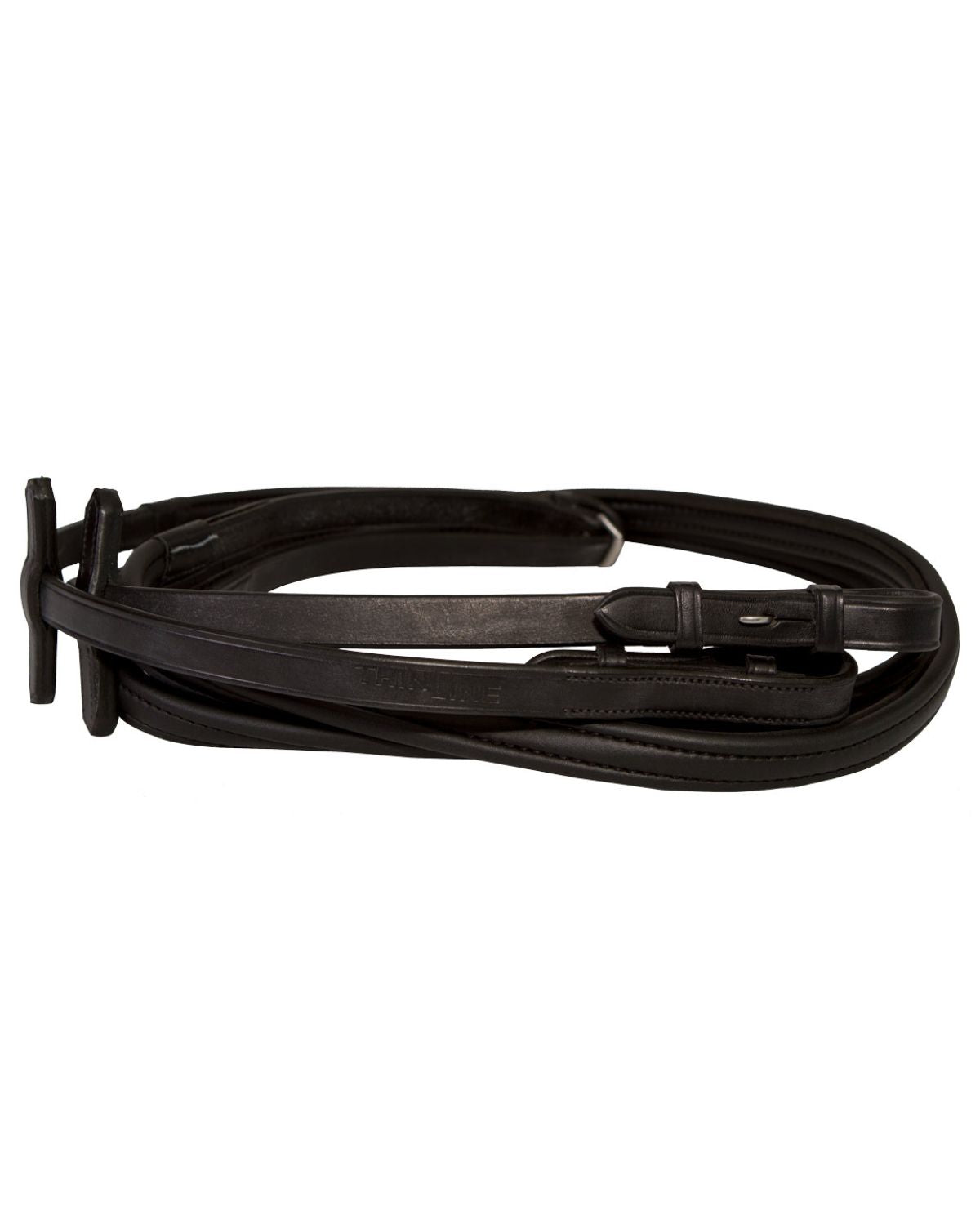 ThinLine English Reins Non-Slip Grip Stud Hook Without Stoppers Black