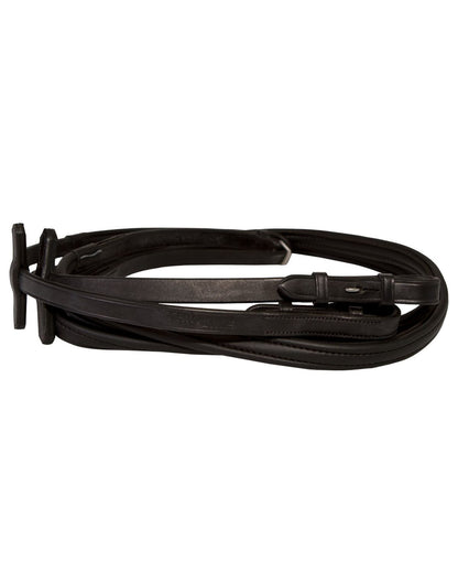 Black ThinLine English Reins: Non-Slip Grip, Stud Hook - Equestrian Horse Riding Equipment