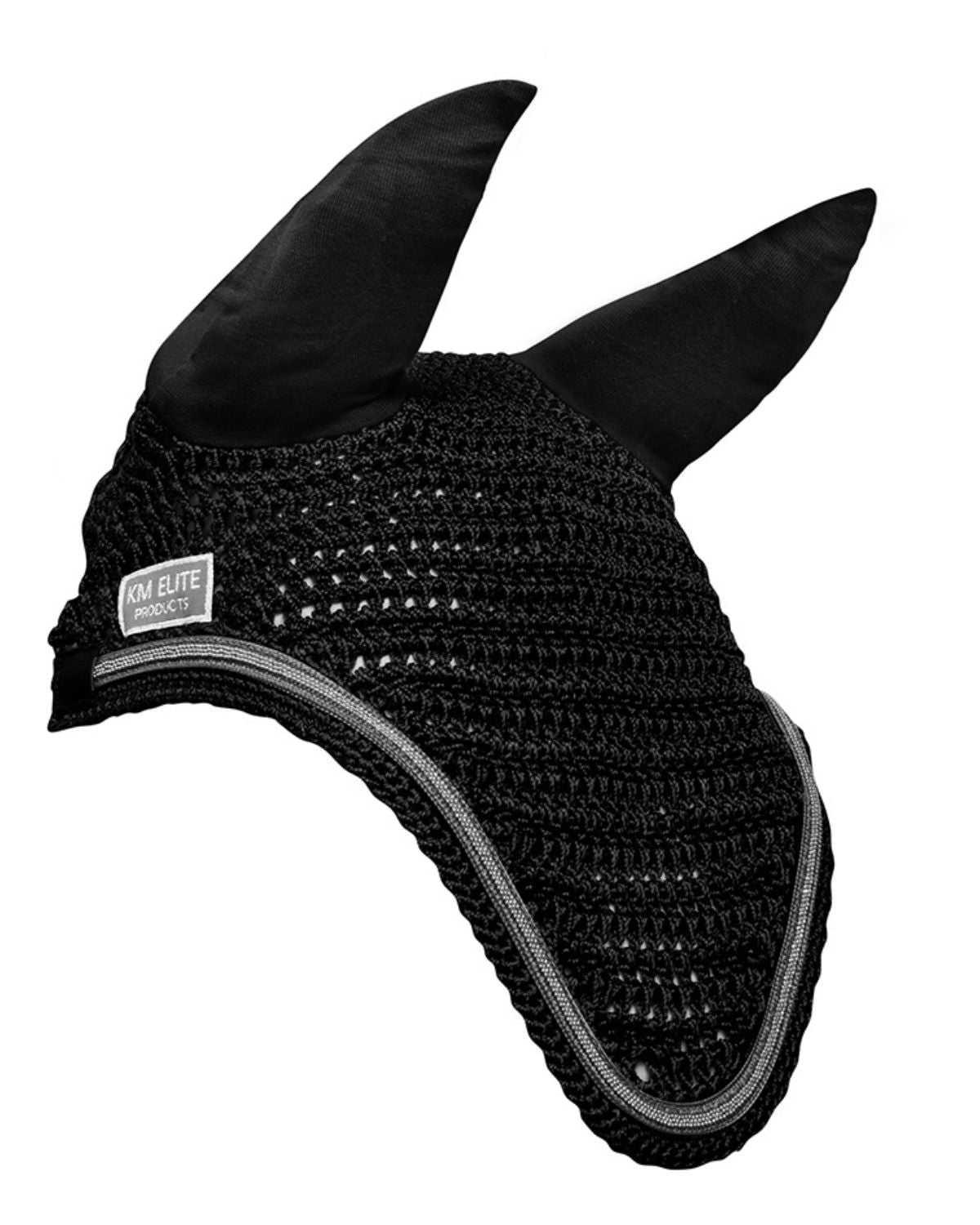 KM Elite Fly Veil Black/Grey Trim for Horse - Equiflair Equestrian Protection