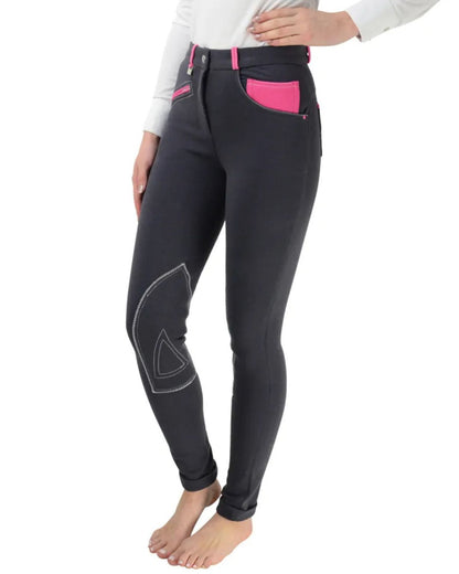 Hy Equestrian Diesel Ladies Jodhpurs Charcoal/Pink