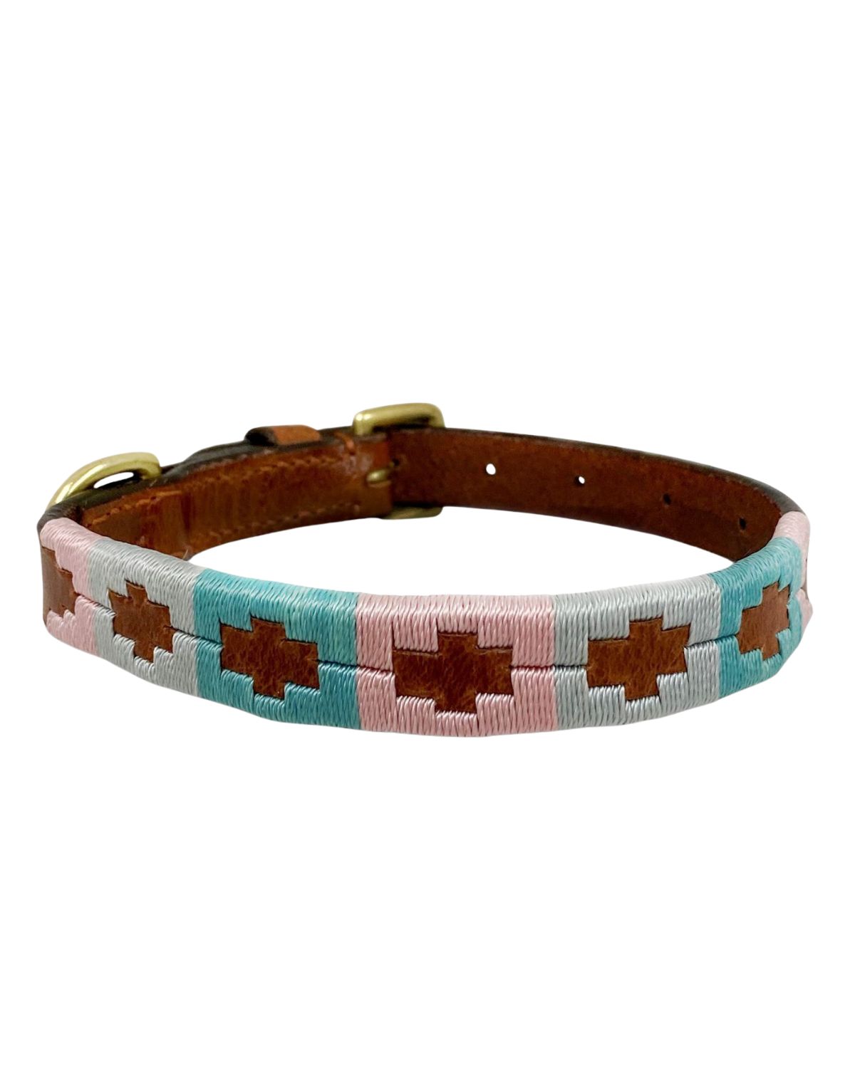 KM Elite Argentinian Dog Collar Pastel: Leather, Embroidered, Polo Style - Shop Now!
