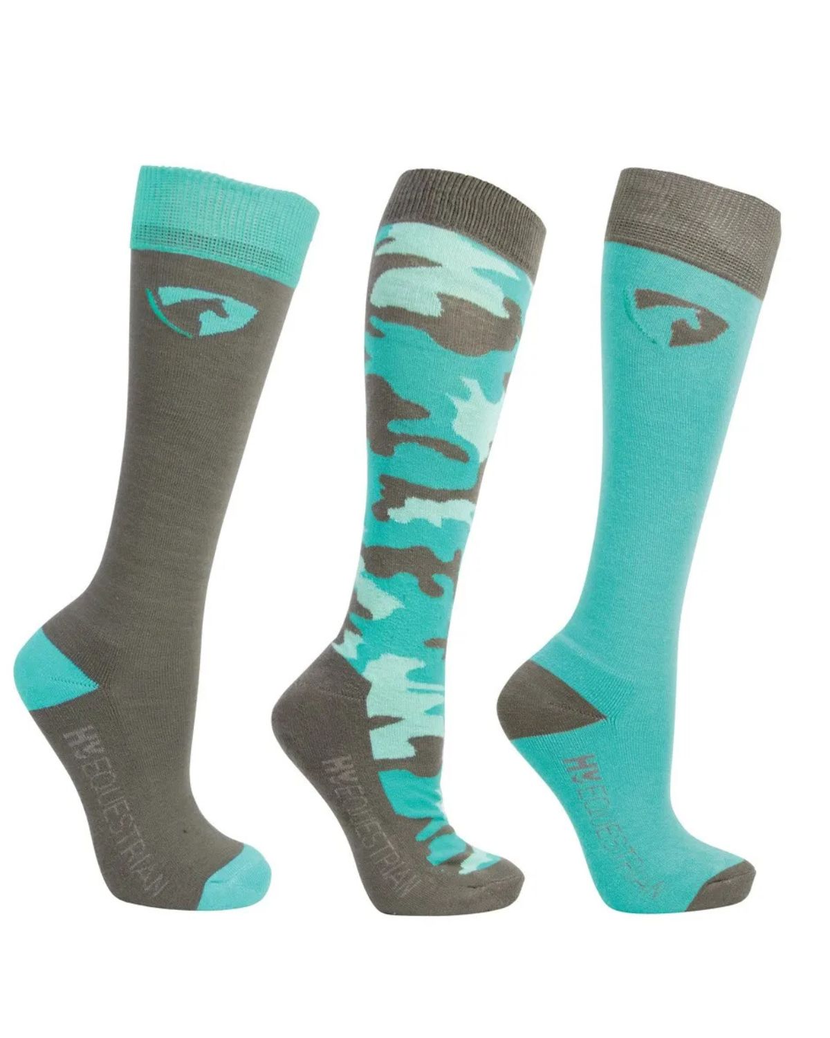 Hy Equestrian DynaForce Socks Pack of 3 Pacific/Grey - Riding Socks Clothing location-31143526467-outofstock