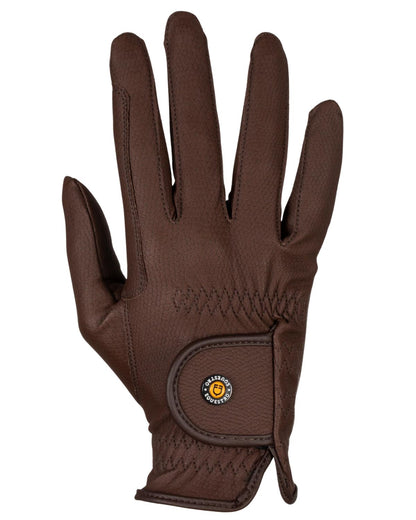 Equestro Unisex Gloves In Synthetic Leather With Tear Away Closure Dark Brown