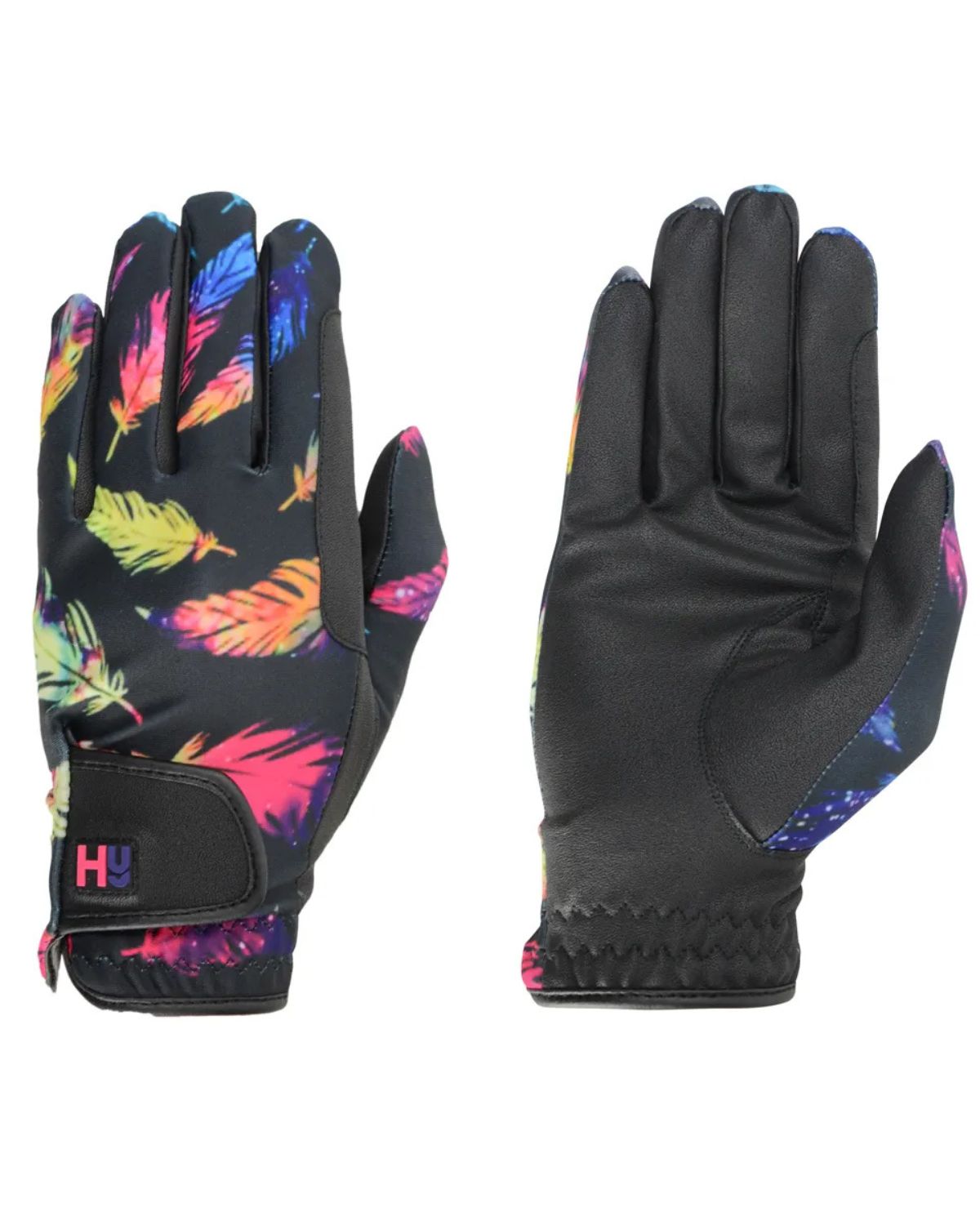 Hy Equestrian Lightweight Printed Riding Gloves Leaf Pattern