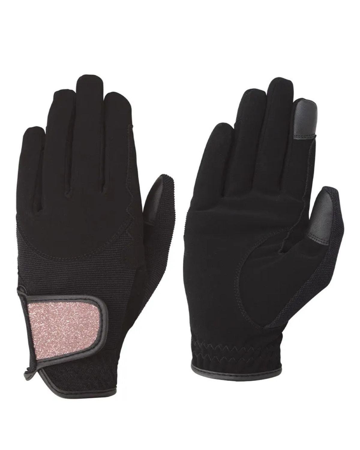Hy Equestrian Roka Riding Gloves Black/Rose Gold