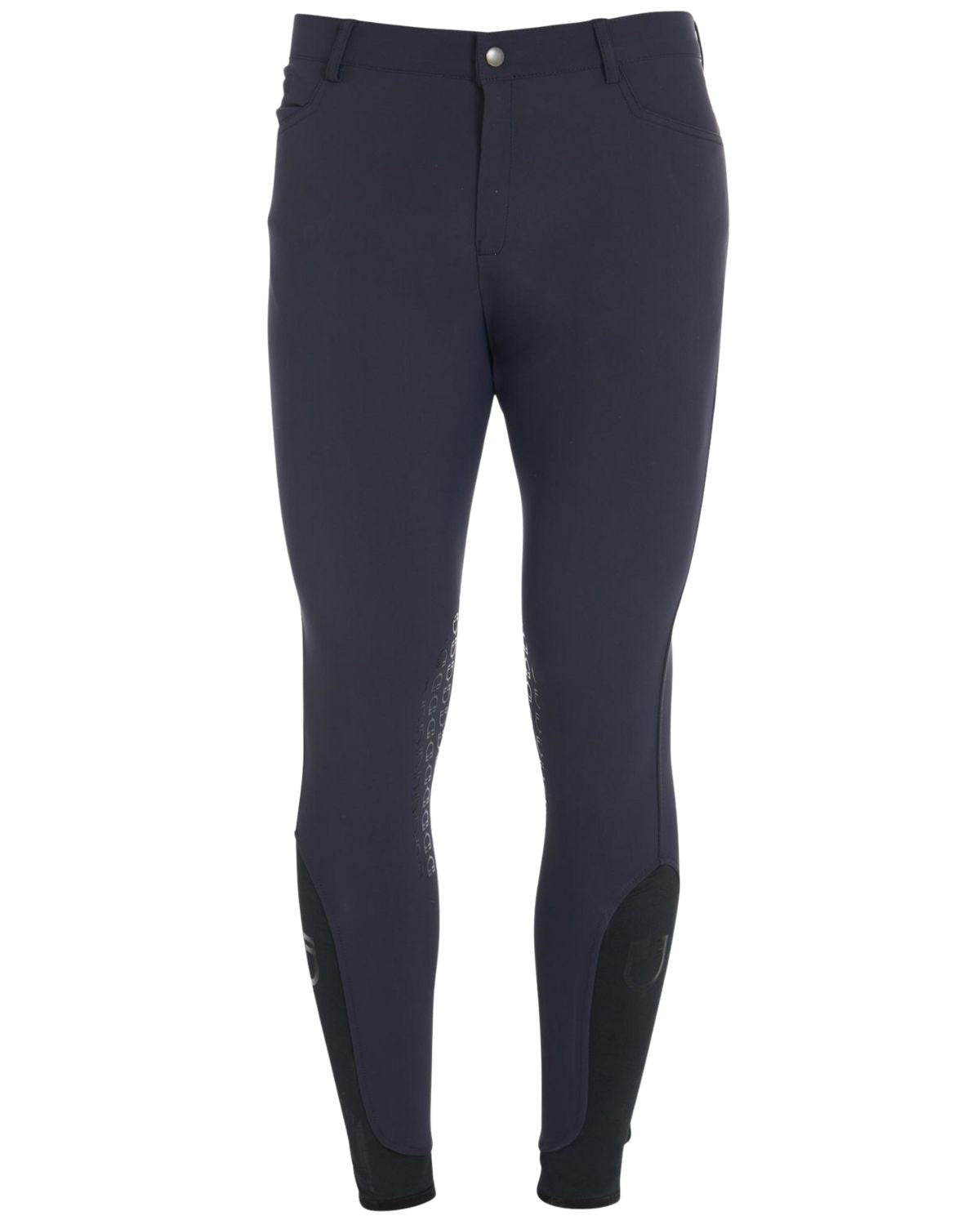 Equestro Men's Slim Fit Grip Breeches With Logo Navy Blazer