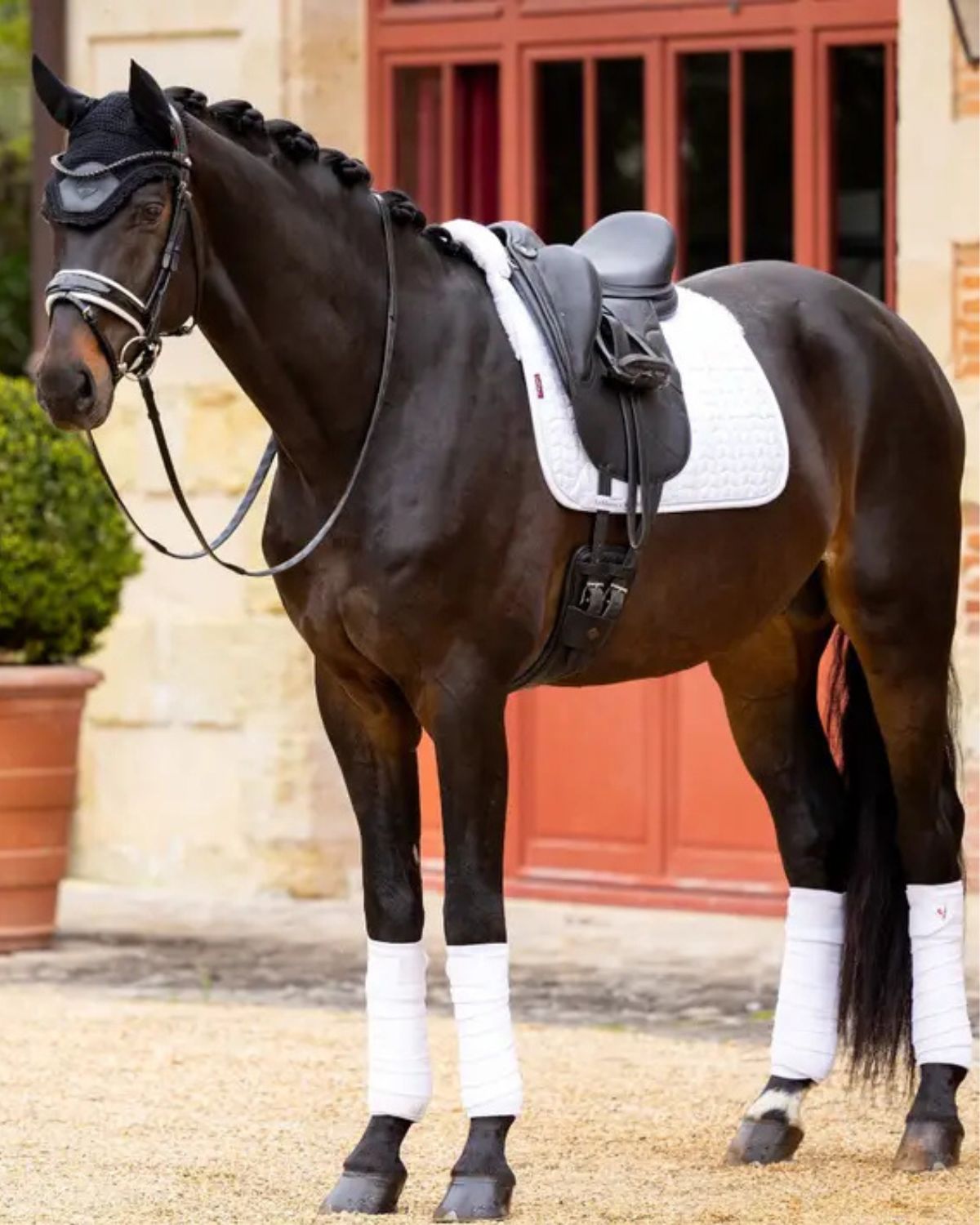 LeMieux Merino+ Half Lined Suede Dressage Square White/White