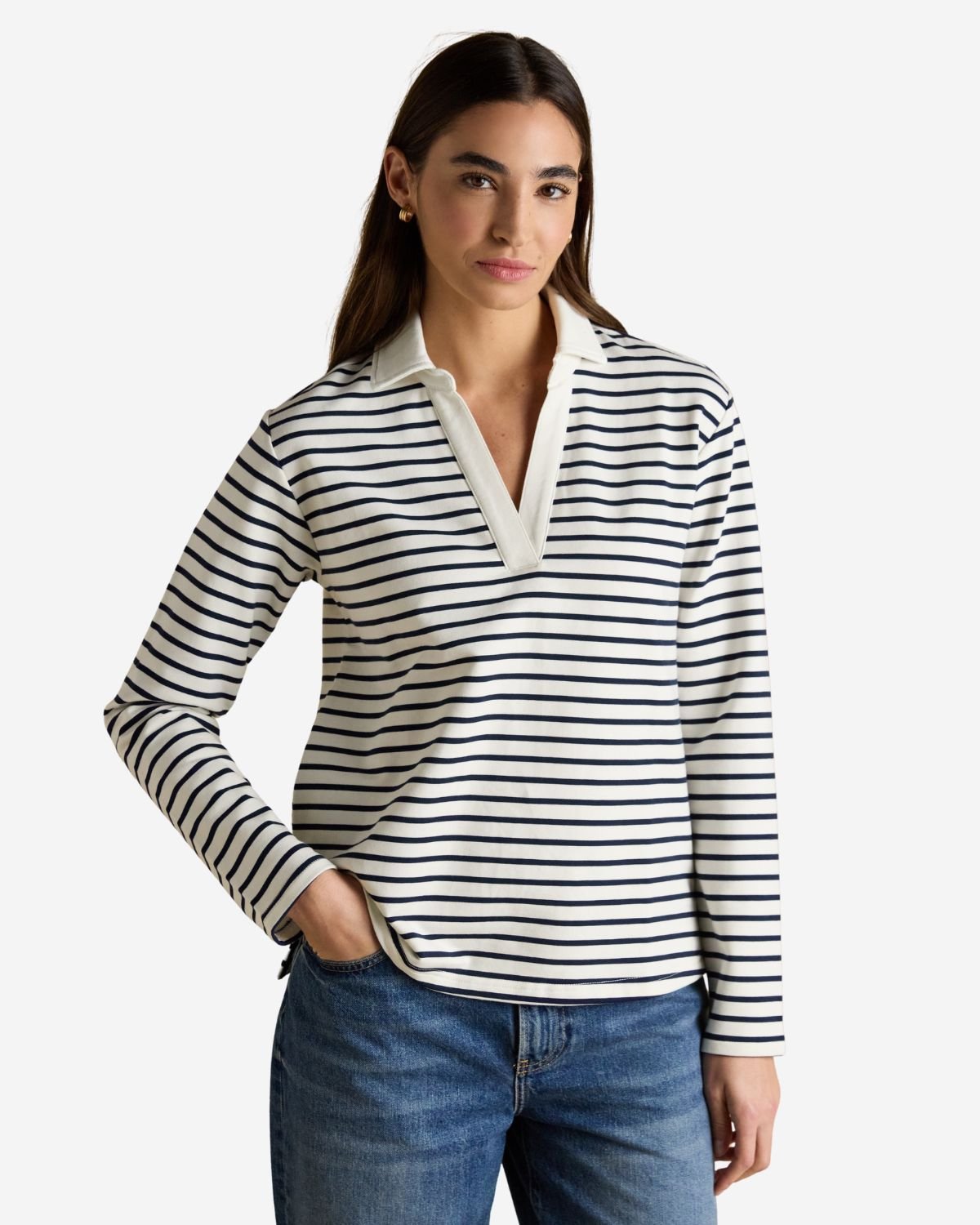 Joules Tallie Sweat Long Sleeve Top Navy/Cream - T-Shirts, Polos & Tops Clothing Leisure Wear UK 6