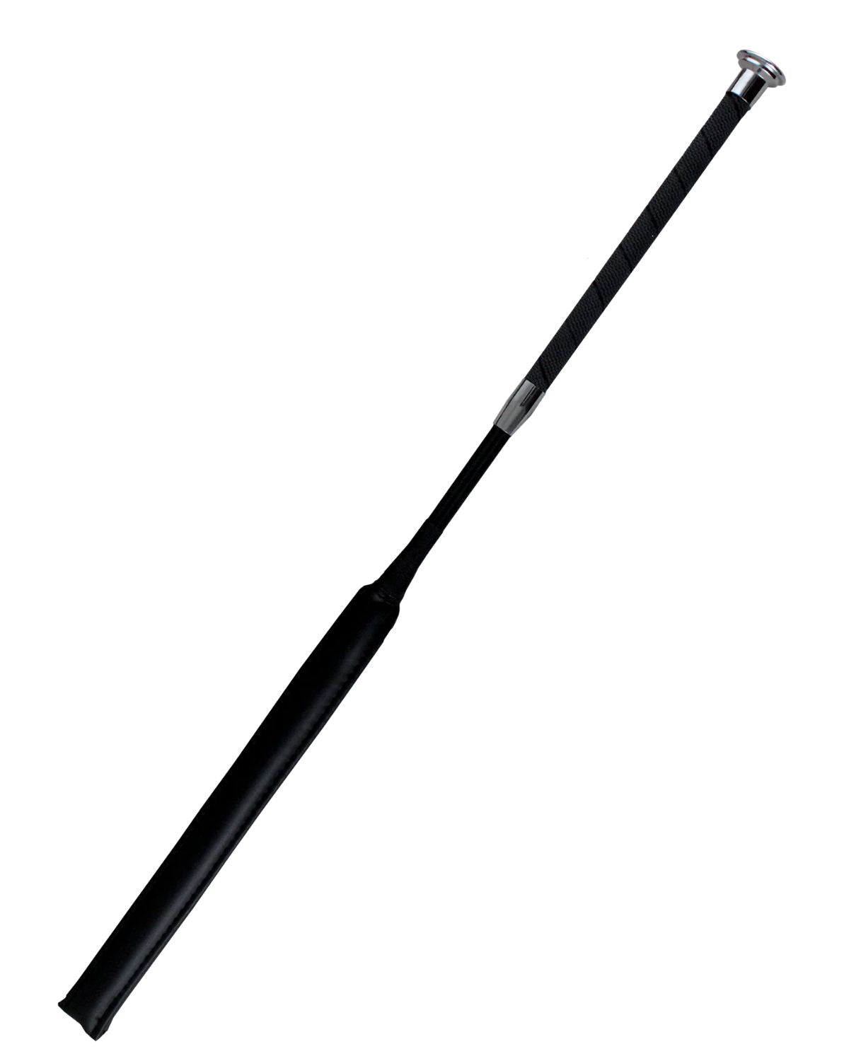 Woof Wear Pro Showjumping Bat - Black & Silver. Riding crop, equestrian bat for horse riding, show jumping competitions.
