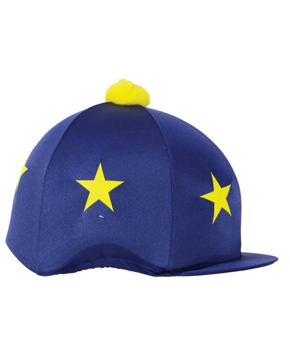 Hy Equestrian Star Print Bobble Hat Cover Navy/Yellow