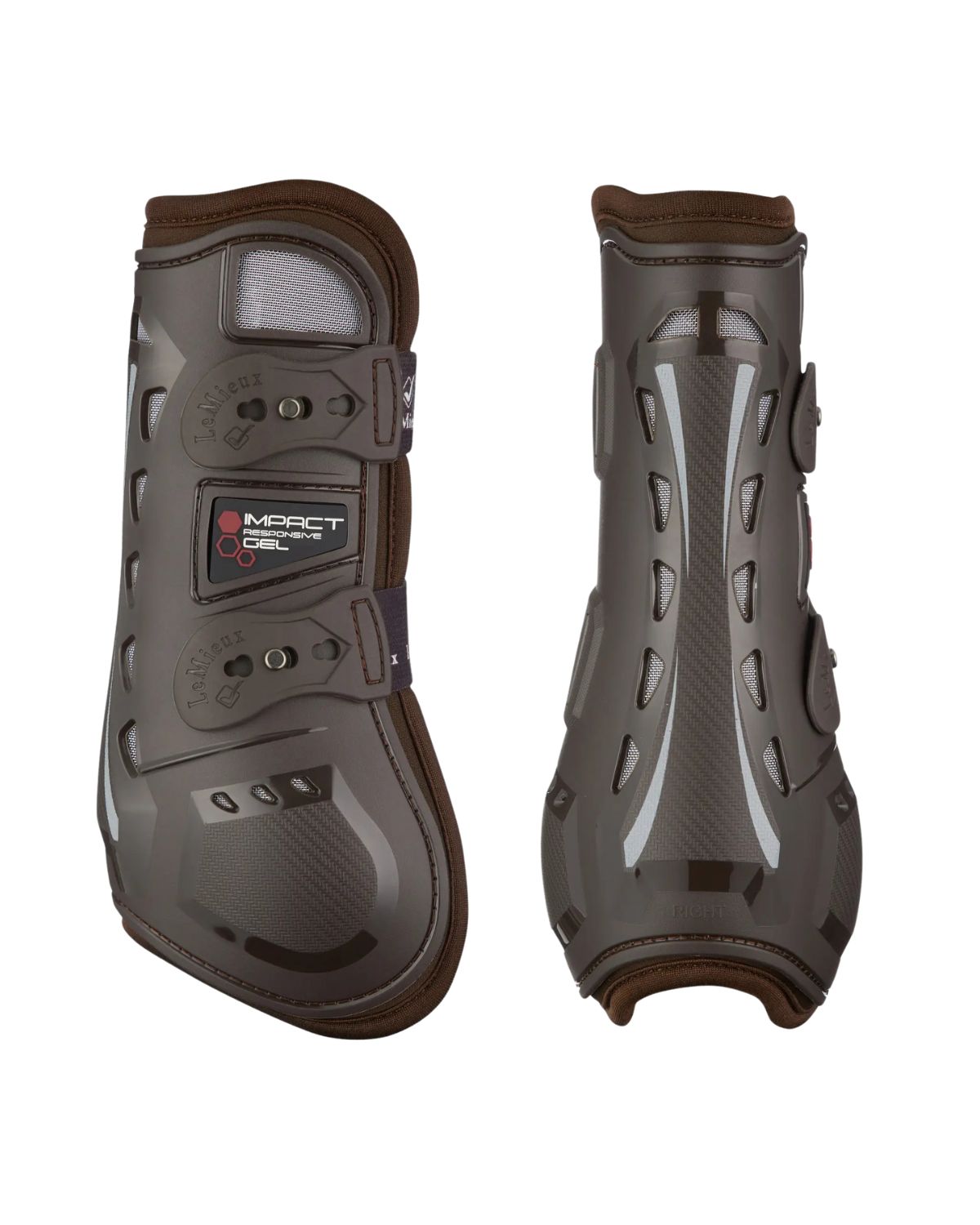 LEMIEUX IMPACT RESPONSIVE Tendon Boots Brown - Horse Jumping Boots for Tendon Support & Protection