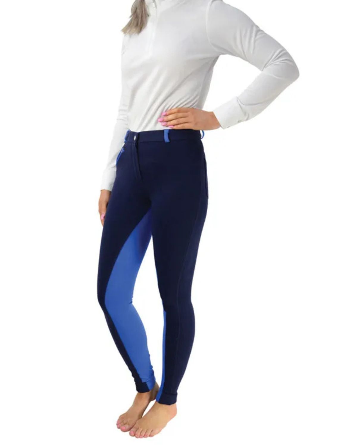 Hy Equestrian Manby Ladies Jodhpurs Navy/Brilliant Blue