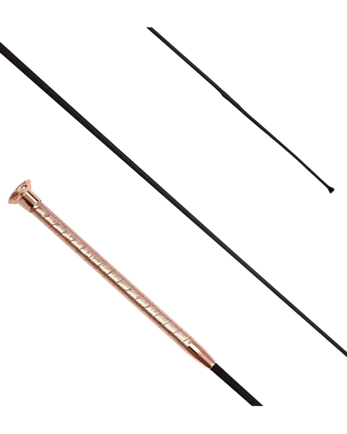 KM Elite Dressage Whip: Black Leather Grip with Stylish Rose Gold Cap - Perfect for Training & Competition | Equiflair