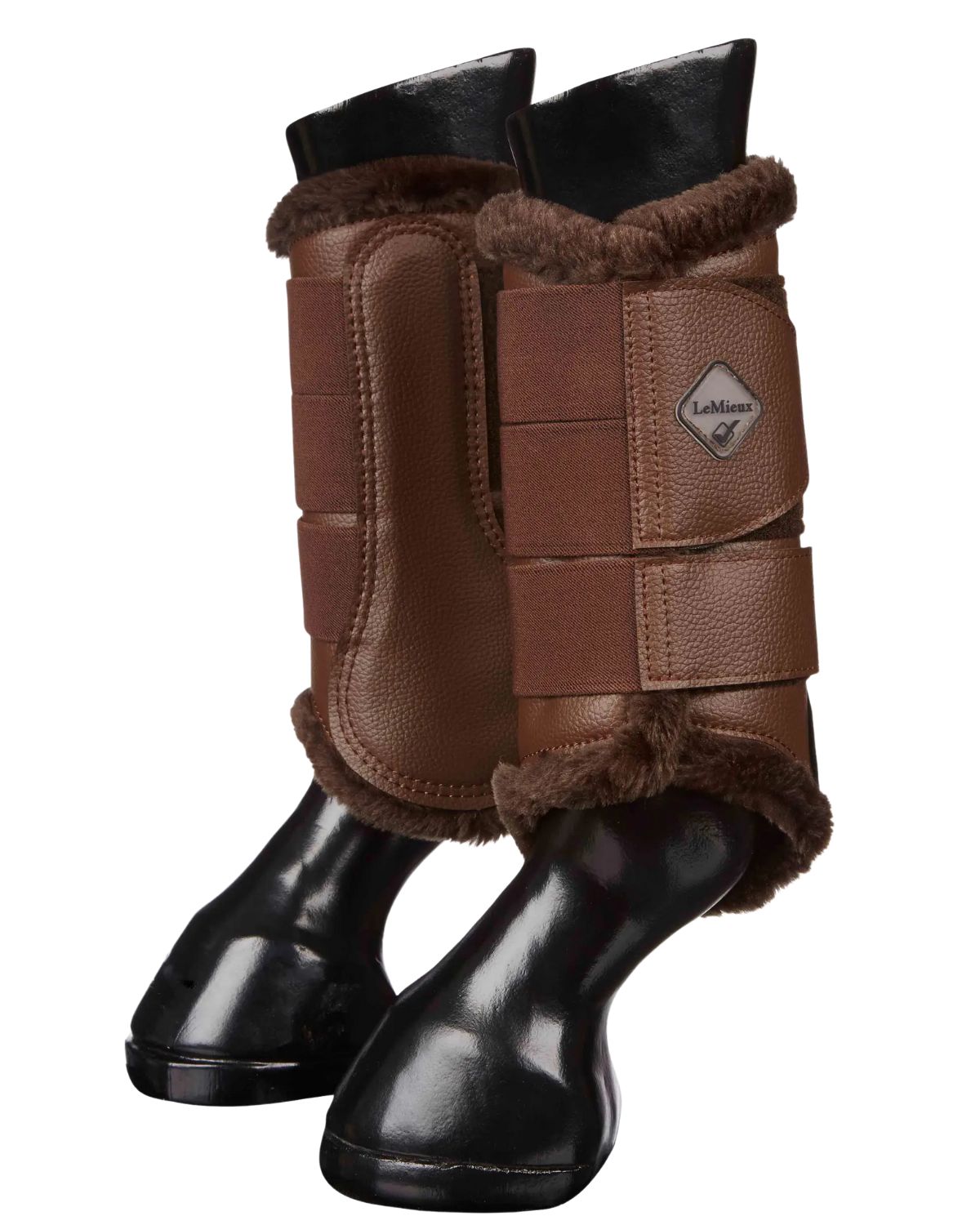 LeMieux Fleece Lined Brushing Boots - Brown Horse Boots Equestrian Leg Protection Equiflair Saddlery