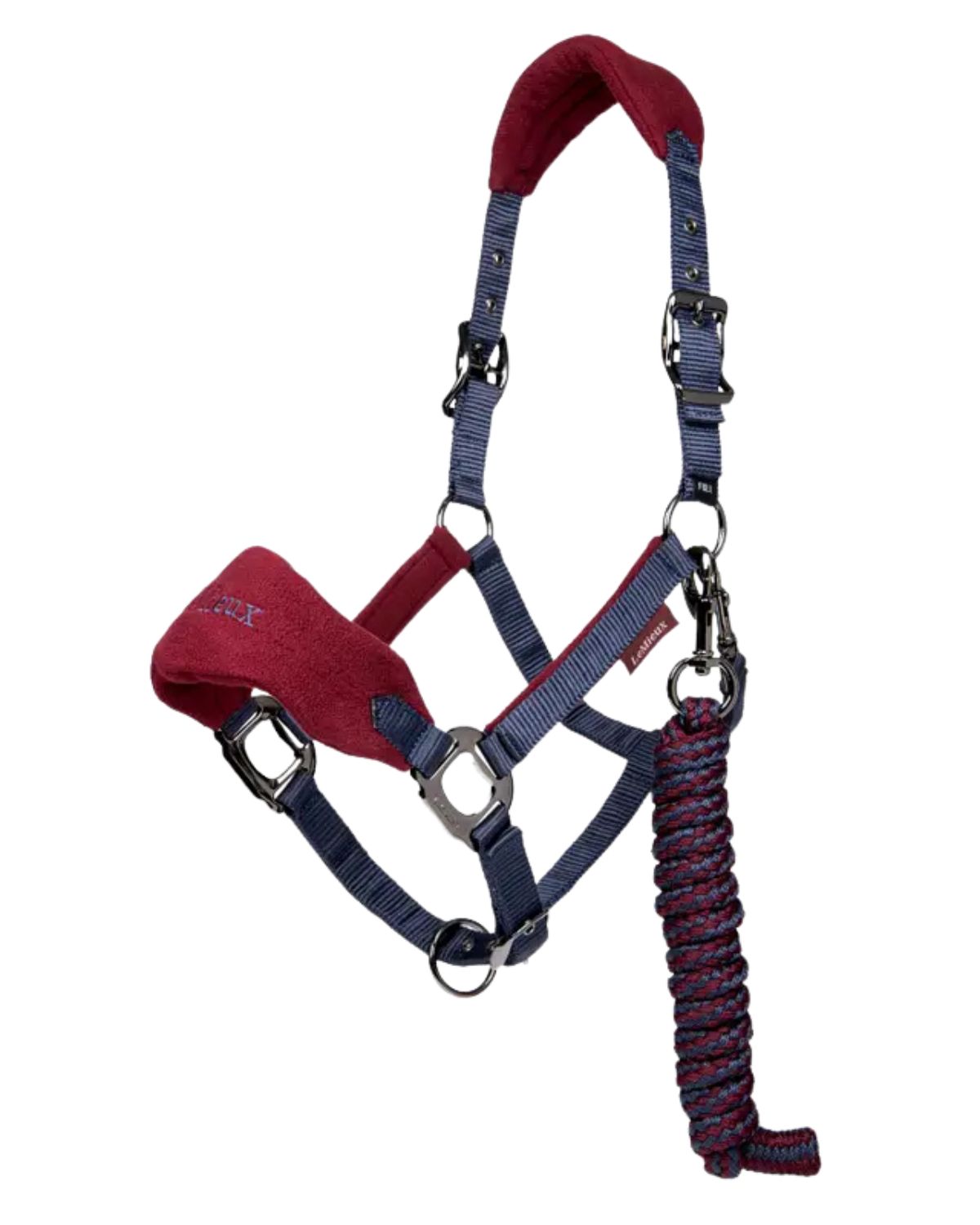 LeMieux Vogue Burgundy Headcollar & Leadrope Set | Fleece Padded Horse Headcollar