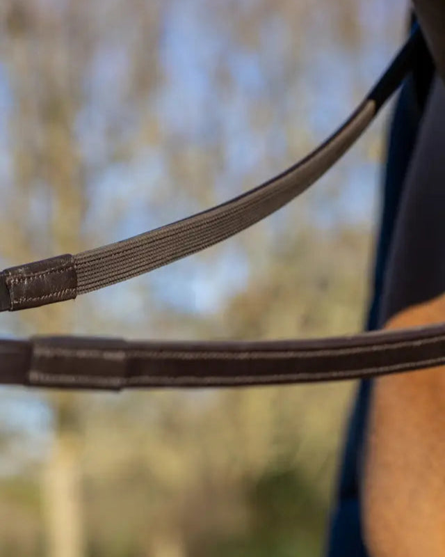 LeMieux Rubber Half lined Reins Brown/Brass
