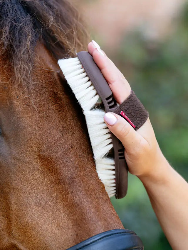 LeMieux Flexi Goat Hair Body Brush Cranberry for Horse Grooming - Equiflair