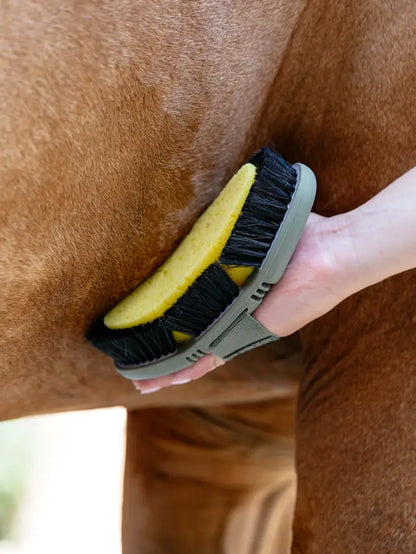 LeMieux Flexi Sponge Brush Lilac for Horse Grooming. Two in one brush: Sponge and bristles.