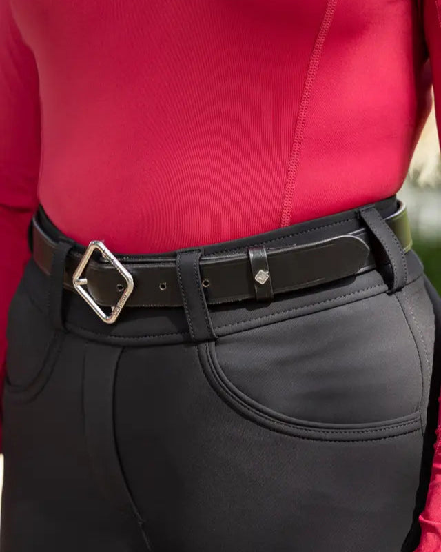 LeMieux Cleo Leather Belt - Black Diamond Buckle, Women's Riding Belt, Equestrian Fashion