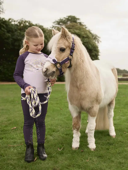 LEMIEUX Mini Jamie Chancer Long Sleeve Top Lilac with a Pony. Girl with a horse.
