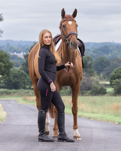 EQUIDRY Water Repellent Leggings: Woman with Horse. Equestrian Riding Leggings, Knee Grip. Equiflair.