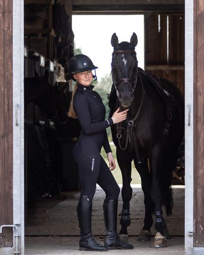 EQUIDRY Water Repellent Leggings Knee Grip Women's Black/White