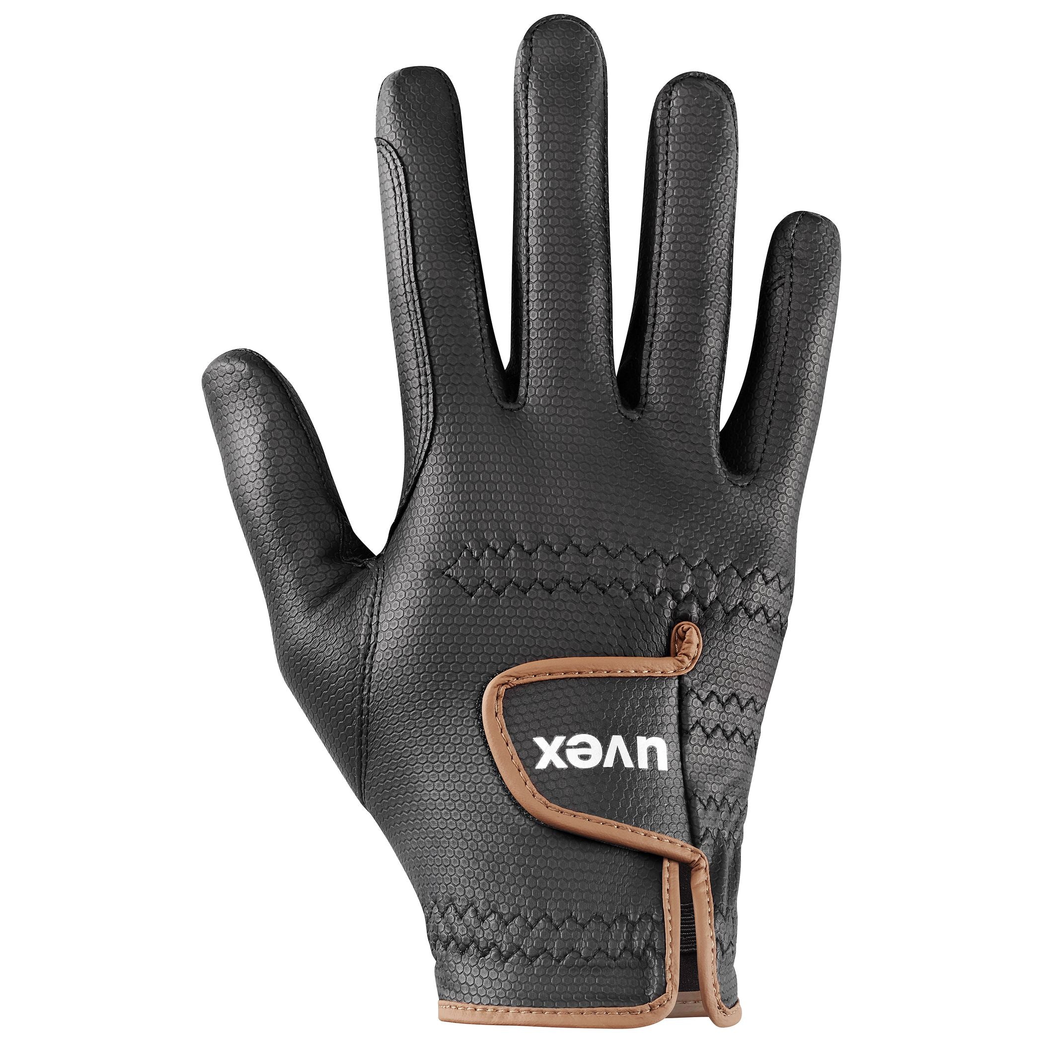 UVEX Topstyle Riding Glove - Black & Caramel Equestrian Leather Glove - Shop Equiflair Gloves
