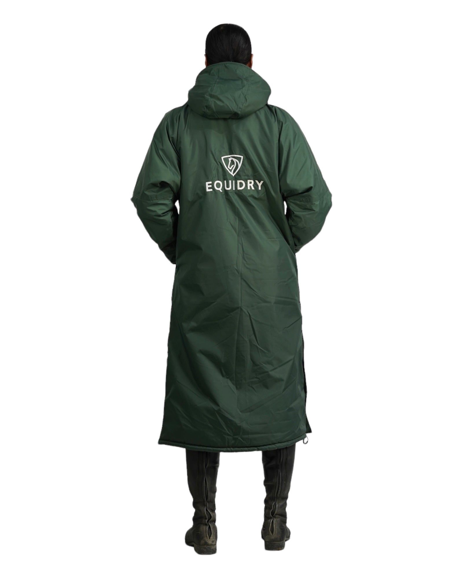 EQUIDRY Women's Waterproof Riding Coat - Black Forest Green - Horse Riding Rain Gear