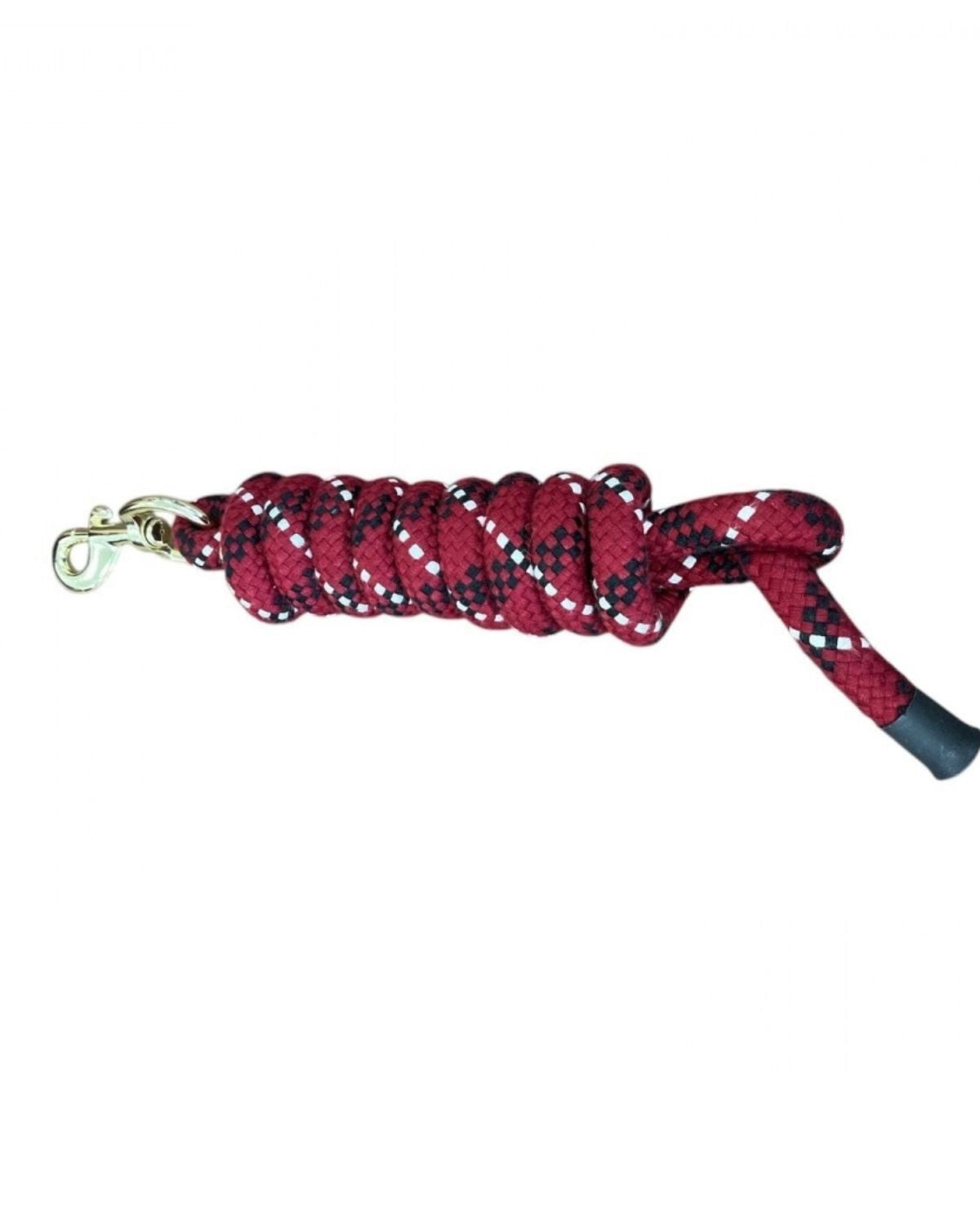 Burgundy Cotton Lead Rope with Brass Swivel Snap - Double Braided Horse Lead Line