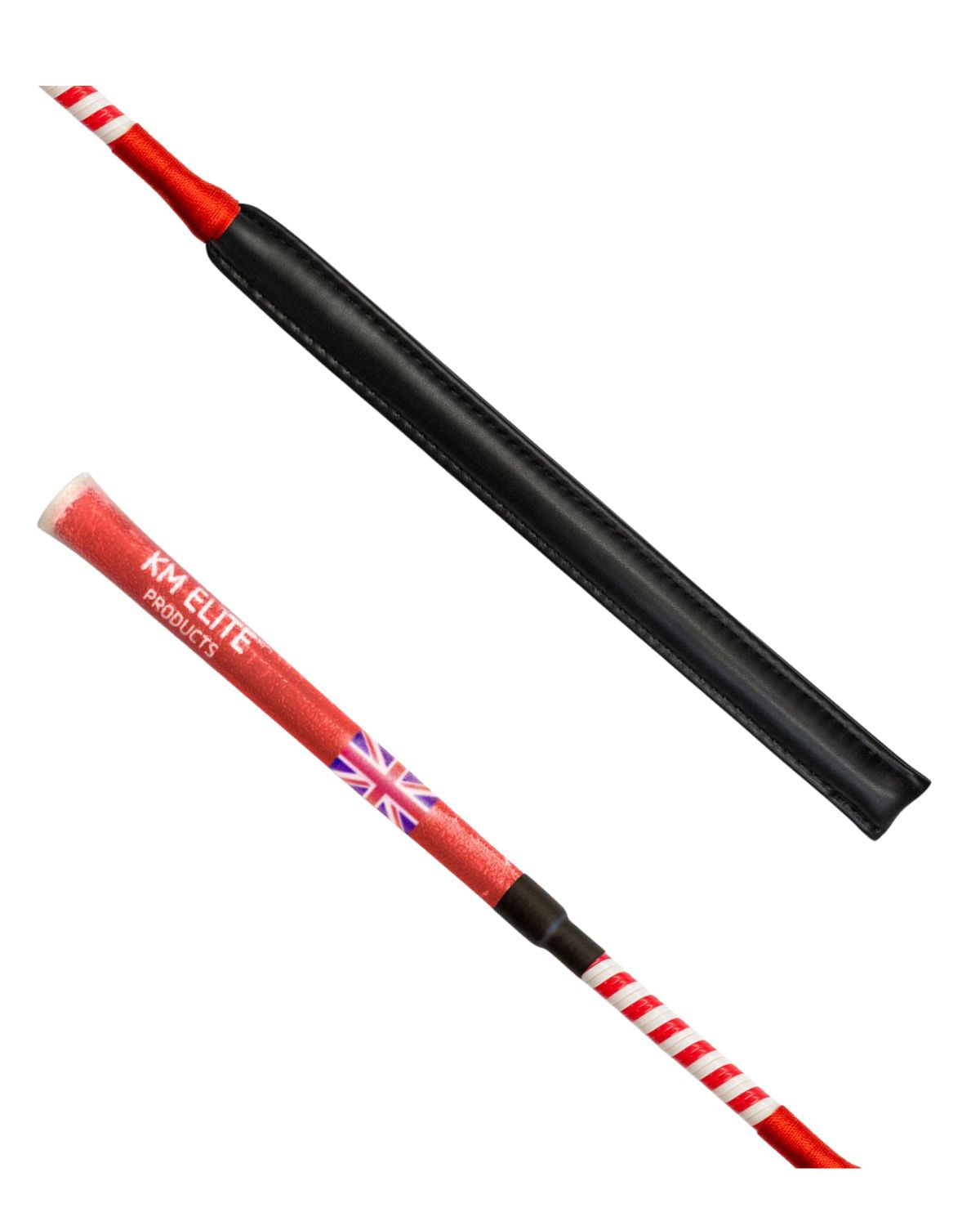 KM Elite Red Cush Grip Jump Bat - Slimline Horse Riding Whip compliant with BS & BSJA Standards at Equiflair