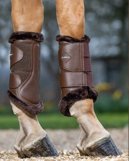 LEMIEUX Fleece Lined Brushing Boots Brown - Horse Leg Protection Equiflair Saddlery. Shop now!