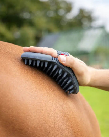 LeMieux Flexi Massage Brush Petrol: Horse Grooming & Circulation Aid. Deep Clean with Rubber Nodules!