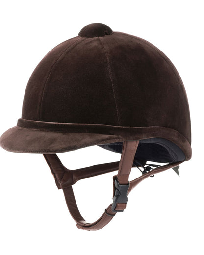 Charles Owen Hampton Velvet Riding Helmet - Brown Equestrian Safety Gear