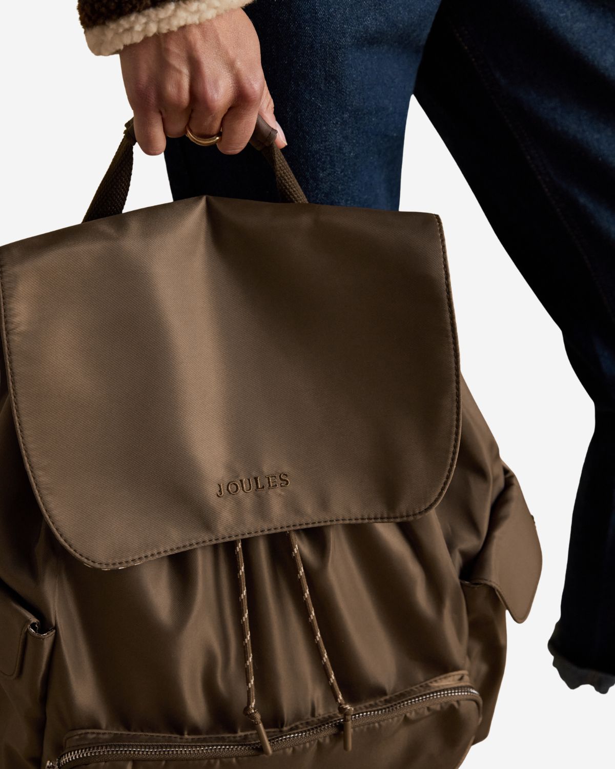 JOULES Cambeck Mocha Rucksack: Stylish Backpack with Adjustable Straps & Pockets