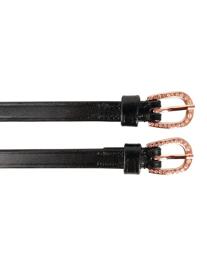 Hy Equestrian Children's Diamante Spur Straps Black/Rose Gold