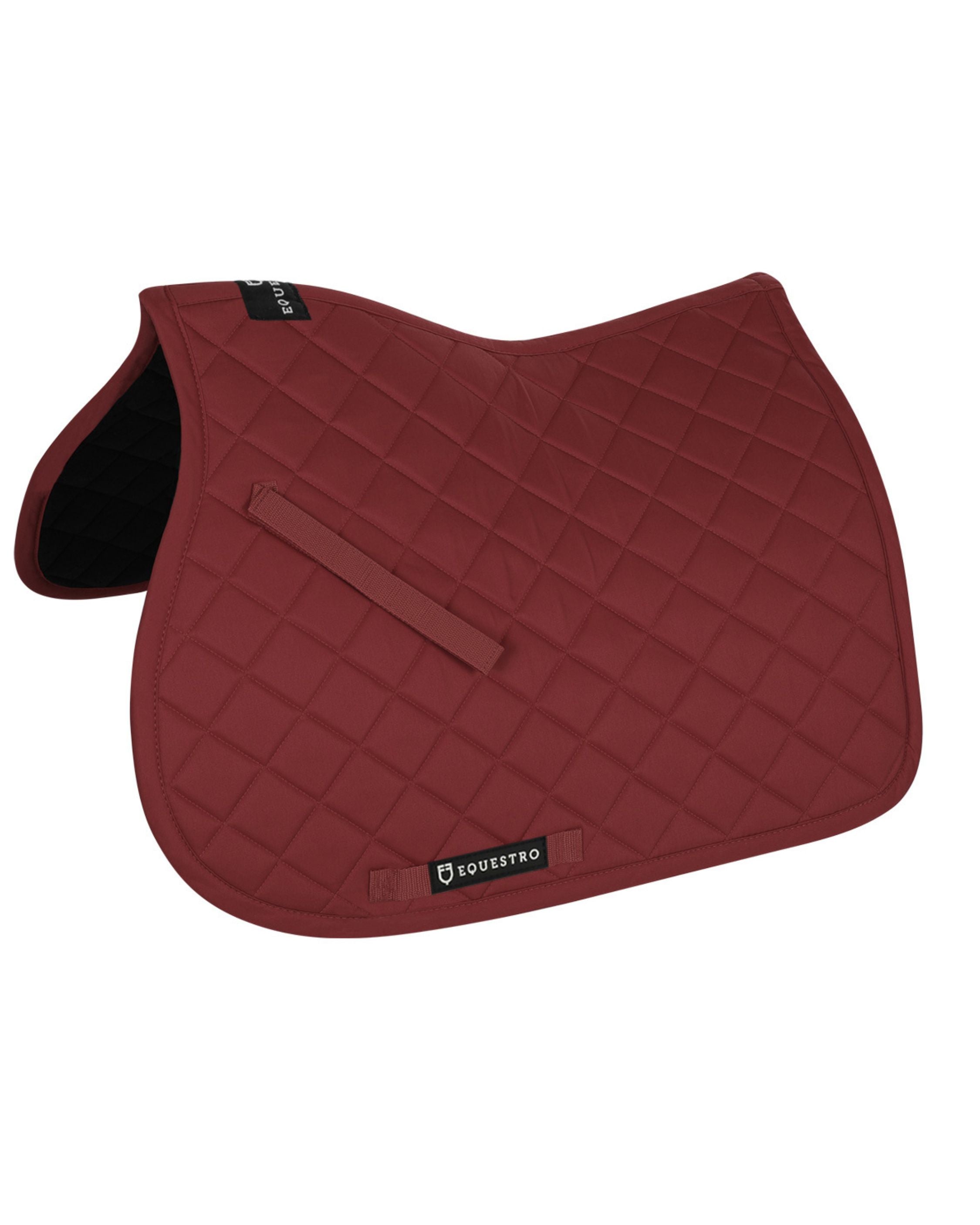 EQUESTRO Burgundy Jumping Saddle Pad: Cotton, Anatomical Design, Breathable