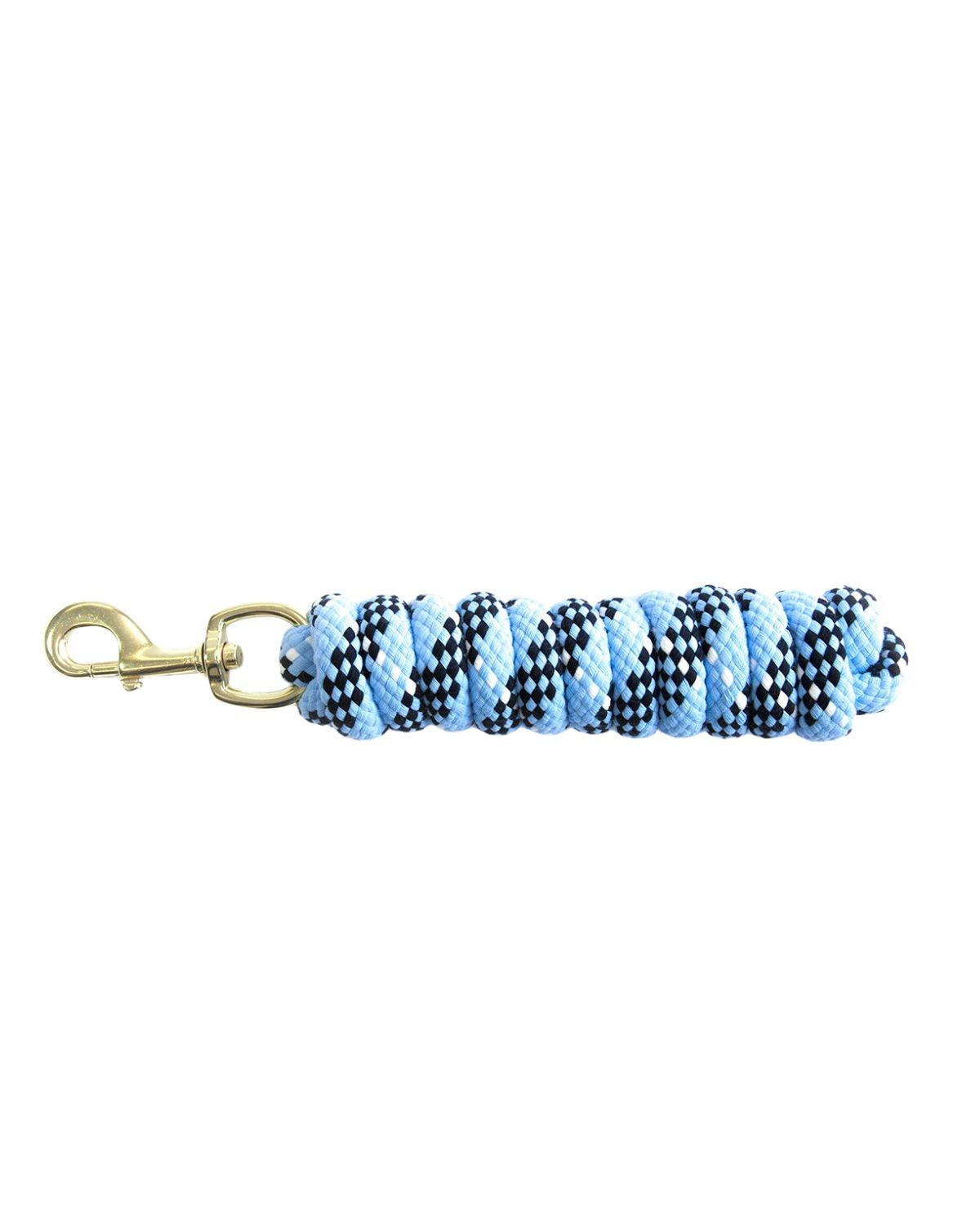 KM Elite Cotton Double Braided Lead Rope Blue - Equiflair Horse Lead Rope with Brass Snap