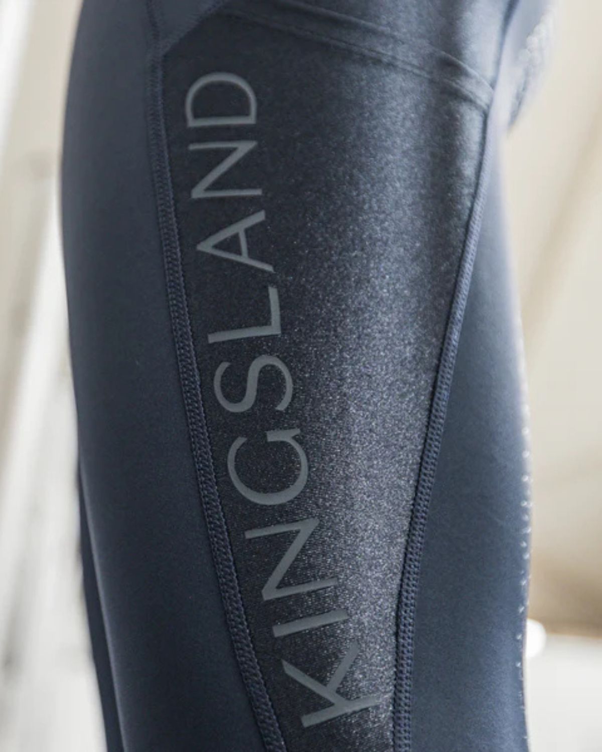 KINGSLAND Julia Ladies Knee Grip Training Tights - Navy - Shiny Panel Detail