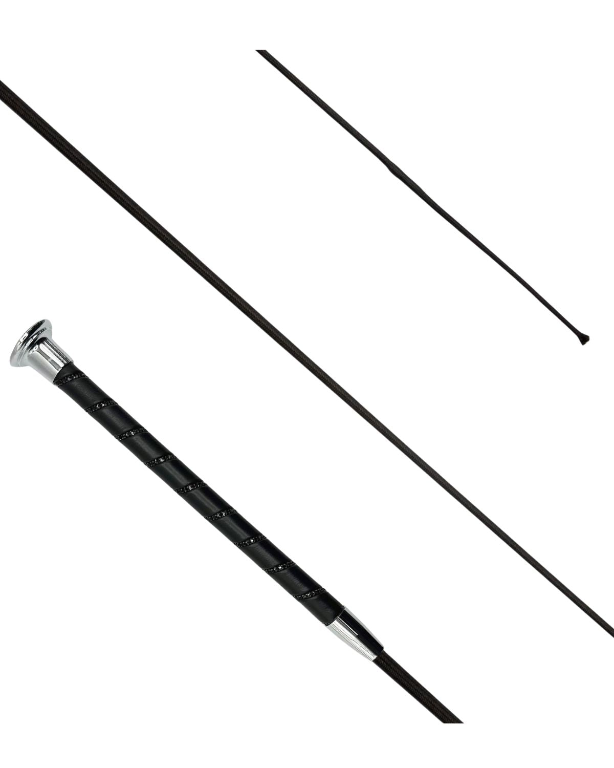 KM Elite Dressage Whip - Black Crystal Spiral, Silver Cap - Equiflair Equestrian